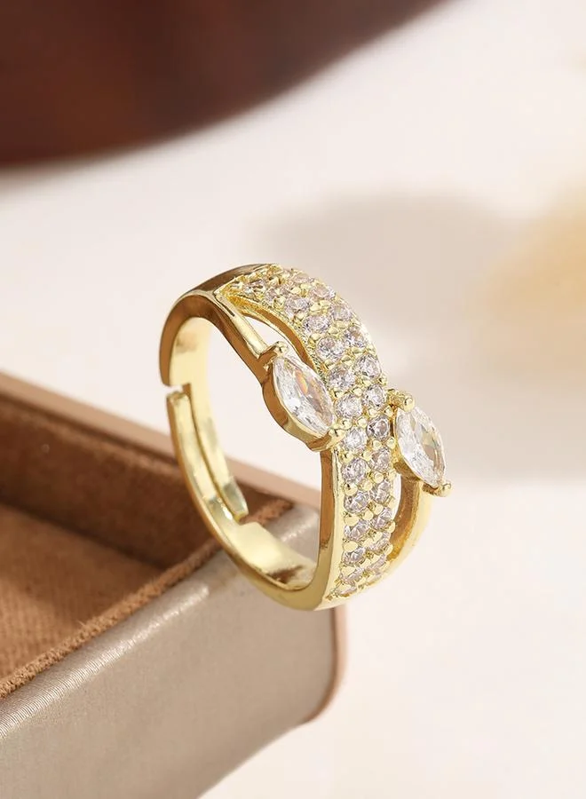 Take Two Gold Tone Embellished Adjustable Ring