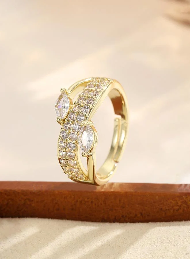 Take Two  Gold Tone Embellished Adjustable Ring for Women | Best Price UAE