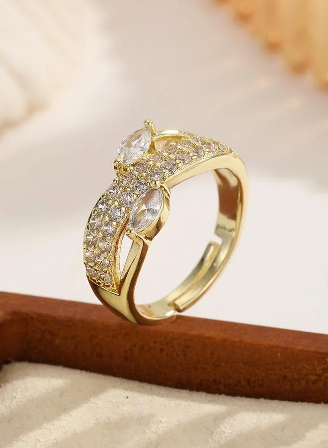 Take Two Gold Tone Embellished Adjustable Ring