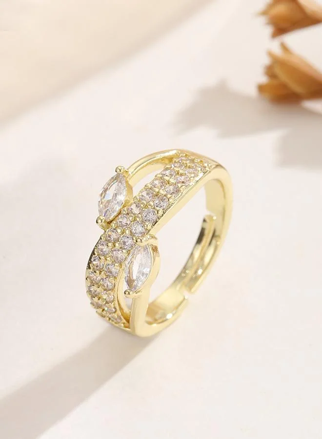 Take Two  Gold Tone Embellished Adjustable Ring for Women | Best Price UAE