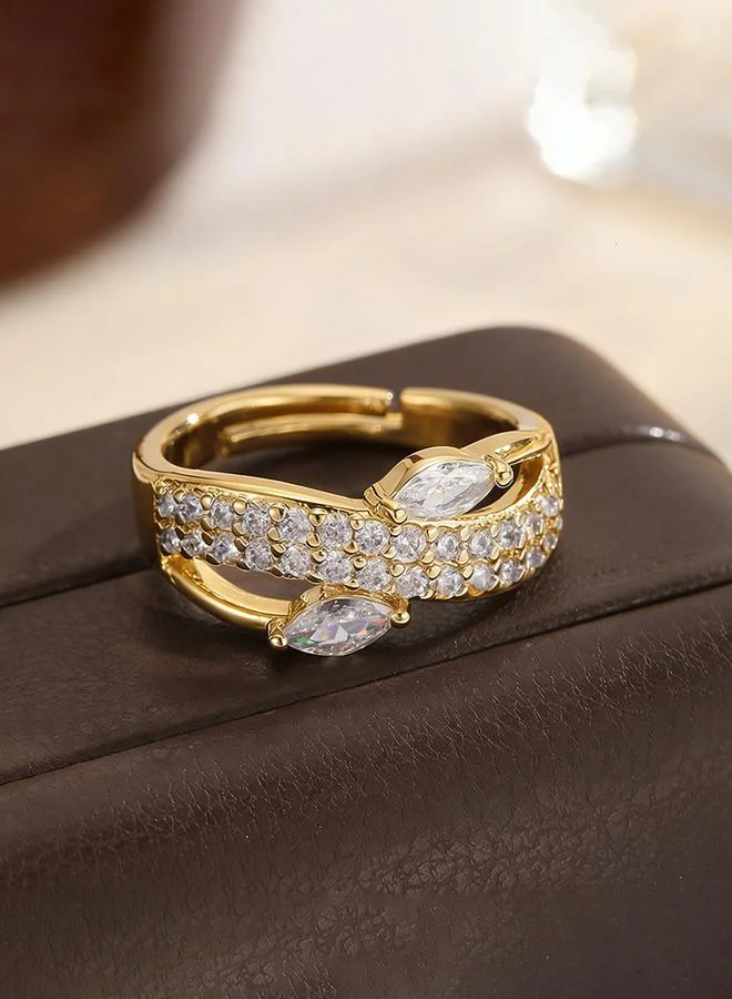 Take Two  Gold Tone Embellished Adjustable Ring for Women | Best Price UAE