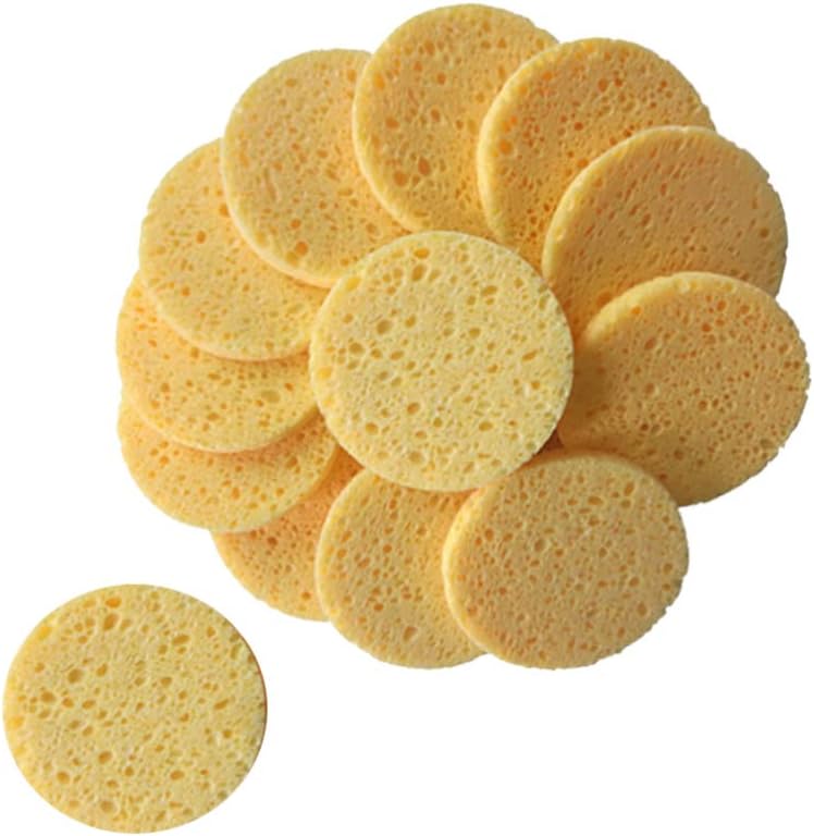 klarako 40Pcs Facial Sponges Natural Cellulose Face Sponge Facial Cleansing for Massage Pore Exfoliating Mask Makeup Removal (Yellow) - Image 2