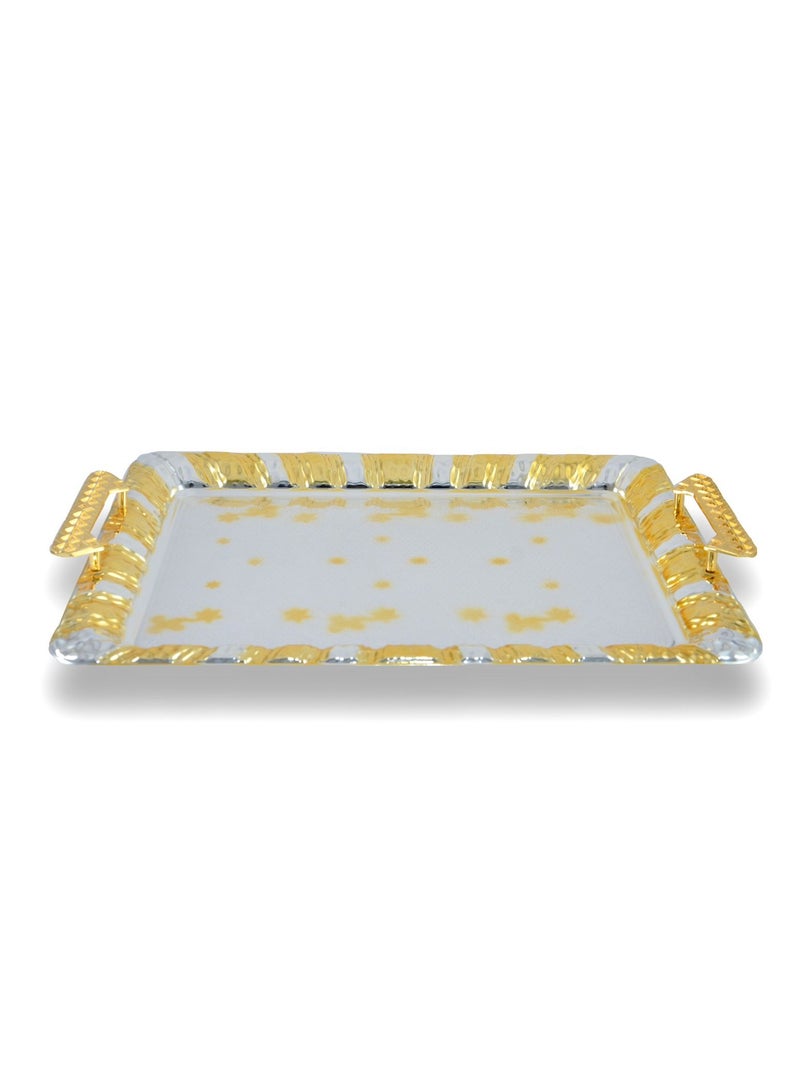 Homemaker 2-Piece Rectangular Luxury Serving Tray Set – Large 48x34 cm & Medium 41x29 cm – Steel – Silver & Gold Finish - Image 3