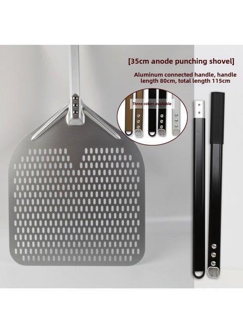 Daily Use Kitchen Utensils/pizza Shovel/pizza Shovel Stainless Steel Pizza Cutter Handle For Easy Slicing Serving-Specifications:35cm Square Anode Punching Shovel +80cm Connecting Alloy Handle With Carton