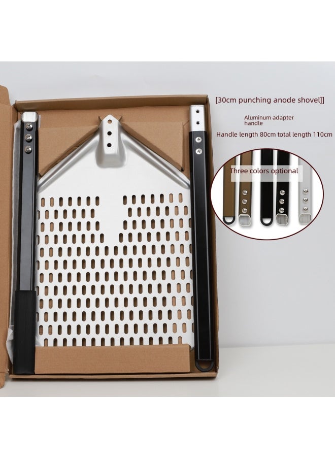 Daily Use Kitchen Utensils/pizza Shovel/pizza Shovel Stainless Steel Pizza Cutter Handle For Easy Slicing Serving-Specifications:35cm Square Anode Punching Shovel +80cm Connecting Alloy Handle With Carton