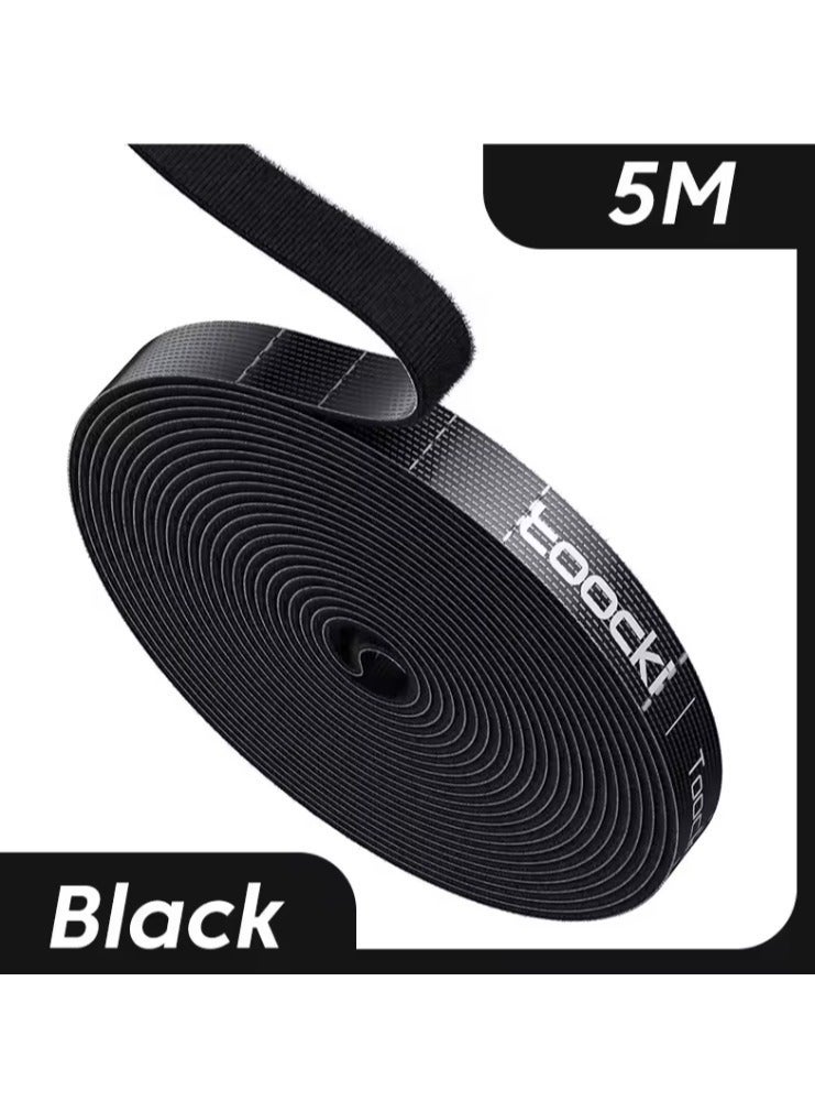 toocki 5 Meter Cable Organizer Velcro Tape for Wires and Cables, Hook and Loop Fasteners, Adhesive Cable Management Strap for Home and Office Use, Wire Coiling and Organization - Image 2