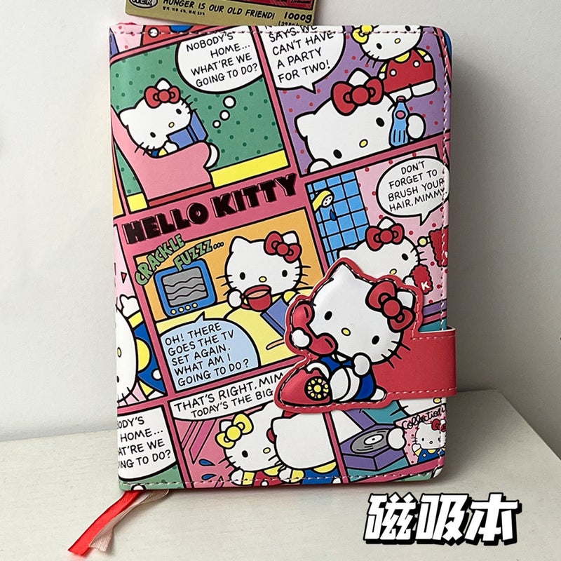 Hellokitty Notebook Japanese Style Cute High-Value Notebook Ins Magnetic Buckle Color Page Printing Hand Ledger - Image 5