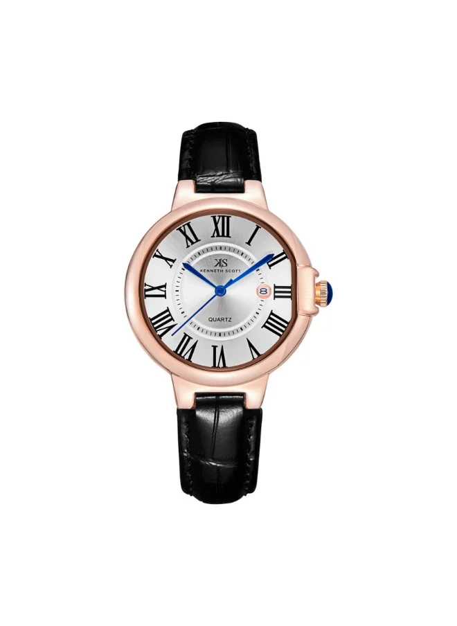 KENNETH SCOTT Women's Genuine Leather Analog Watch K23553-RLBW - 32 mm