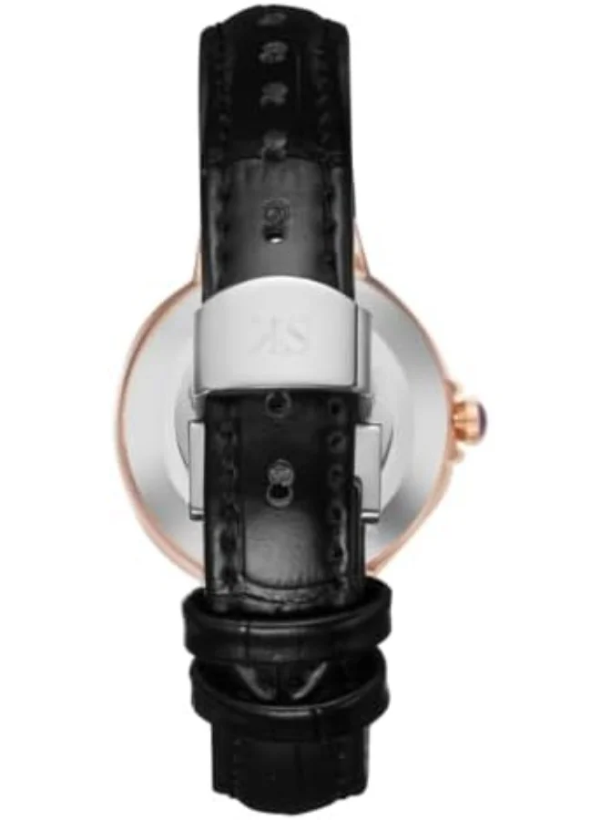 KENNETH SCOTT Kenneth Scott Women's Watch, Analog Display and Genuine Leather Strap - K23553-RLBW, Black