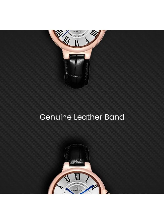 Kenneth Scott  Women's Genuine Leather Analog Watch K23553-RLBW - 32 mm for Women | Best Price UAE