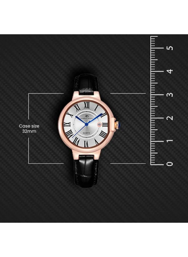 Kenneth Scott  Women's Genuine Leather Analog Watch K23553-RLBW - 32 mm for Women | Best Price UAE