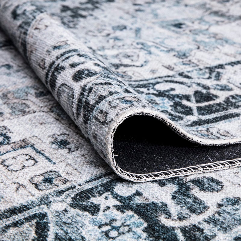 Bloom Rugs Bloom Rugs Caria Washable Non-Slip 12 ft Runner - Denim Blue Traditional Runner for Entryway  Hallway  Bathroom  and Kitchen - Exact size: 2'6"" x 12'  - Image 3