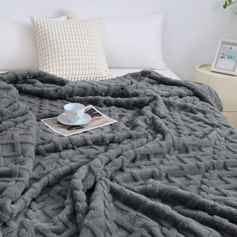 Aganear Flannel Throw Blanket - Cozy Soft Lightweight Fuzzy Throw Blanket for Women Portable Throw Blankets for Couch, Warm Present for Birthday, Christmas, Halloween, Housewarming(50"x60", Gray) - Image 5