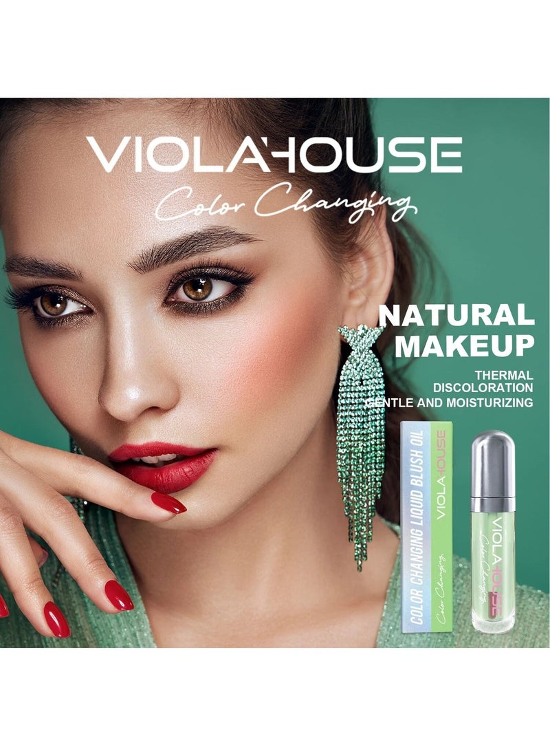 VIOLAHOUSE Color Changing Liquid Blush Oil for Cheeks Glossy Shiny Finish Water-Based Color Pigments Rouge Stick for Women 8g  - Image 2