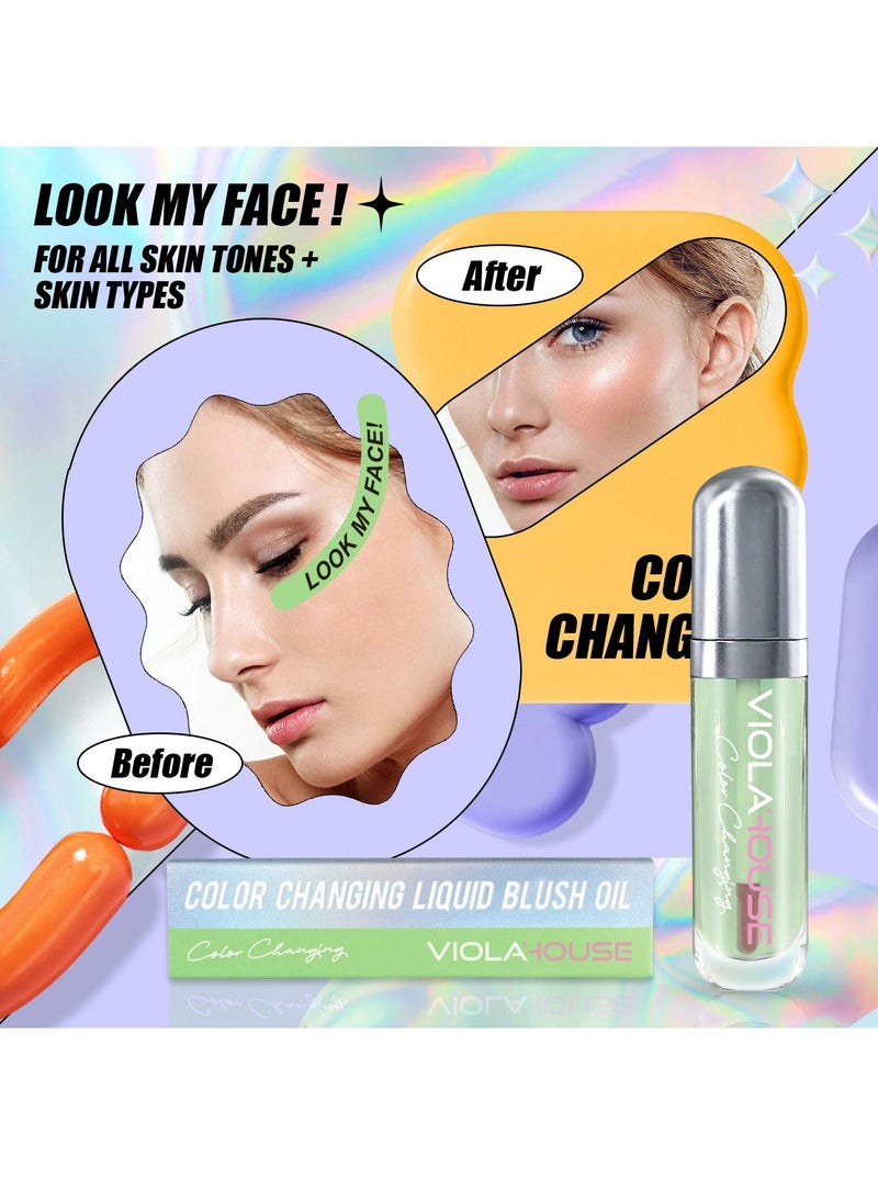 VIOLAHOUSE Color Changing Liquid Blush Oil for Cheeks Glossy Shiny Finish Water-Based Color Pigments Rouge Stick for Women 8g  - Image 3