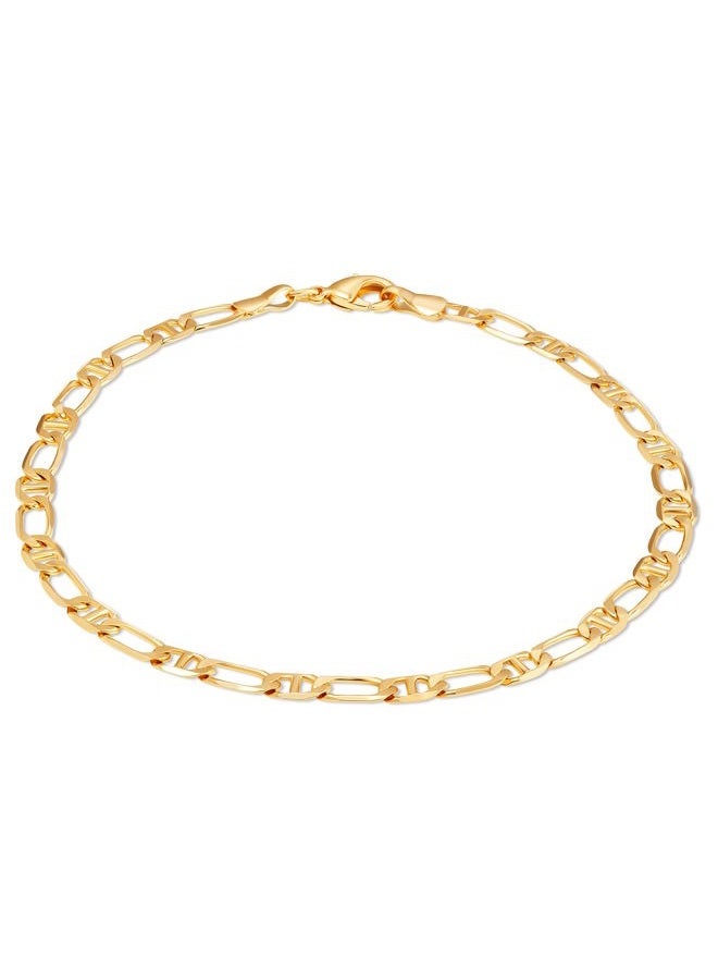 Barzel 18K Gold Plated Figaro Mariner Link Anklet For Women - Made In Brazil, 10 Inches, no gemstone - Image 1