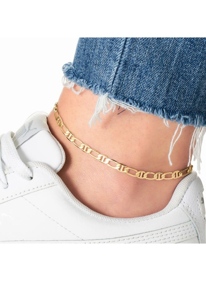 Barzel 18K Gold Plated Figaro Mariner Link Anklet For Women - Made In Brazil, 10 Inches, no gemstone - Image 2