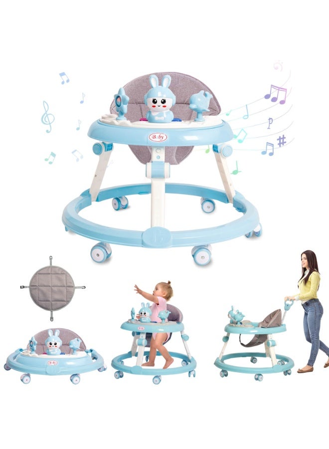 ZERIFAM Baby Walker with Adjustable Height, 4-in-1 Foldable Baby Walkers and Baby Activity Center with Toys Tray, Infant Toddler Baby Walker with Wheels for Baby Boys and Girls 6-24 Months - Image 1