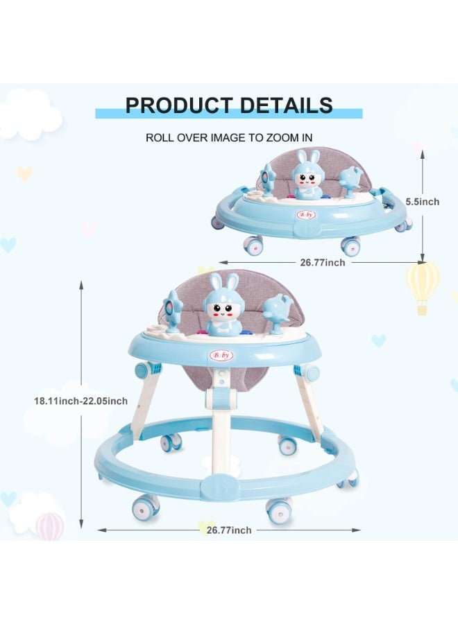 ZERIFAM Baby Walker with Adjustable Height, 4-in-1 Foldable Baby Walkers and Baby Activity Center with Toys Tray, Infant Toddler Baby Walker with Wheels for Baby Boys and Girls 6-24 Months - Image 2