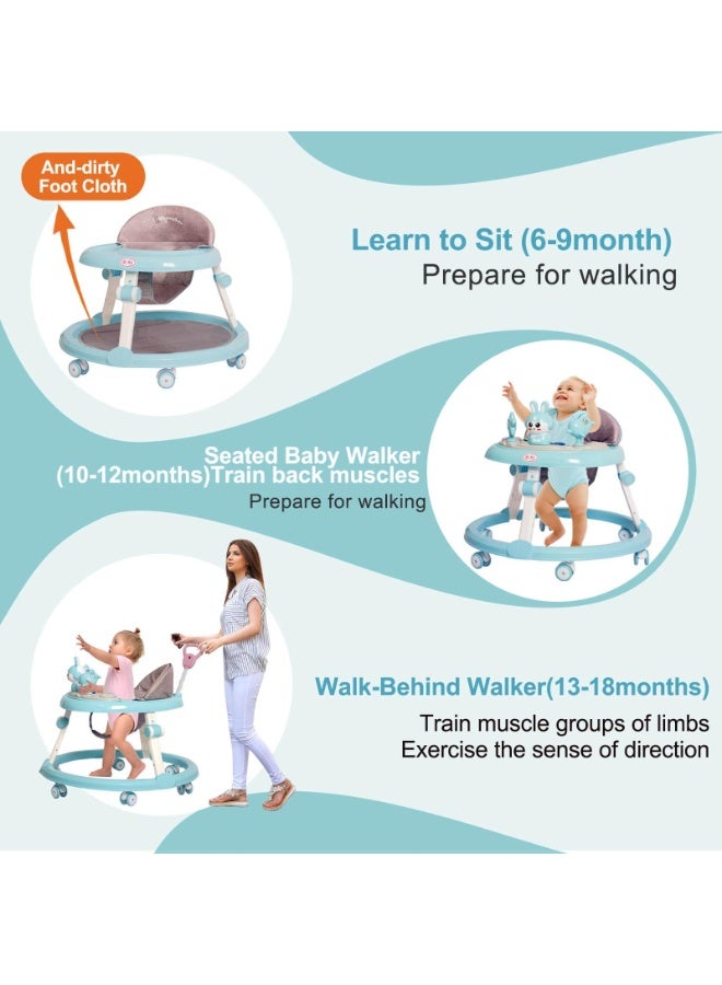 ZERIFAM Baby Walker with Adjustable Height, 4-in-1 Foldable Baby Walkers and Baby Activity Center with Toys Tray, Infant Toddler Baby Walker with Wheels for Baby Boys and Girls 6-24 Months - Image 3