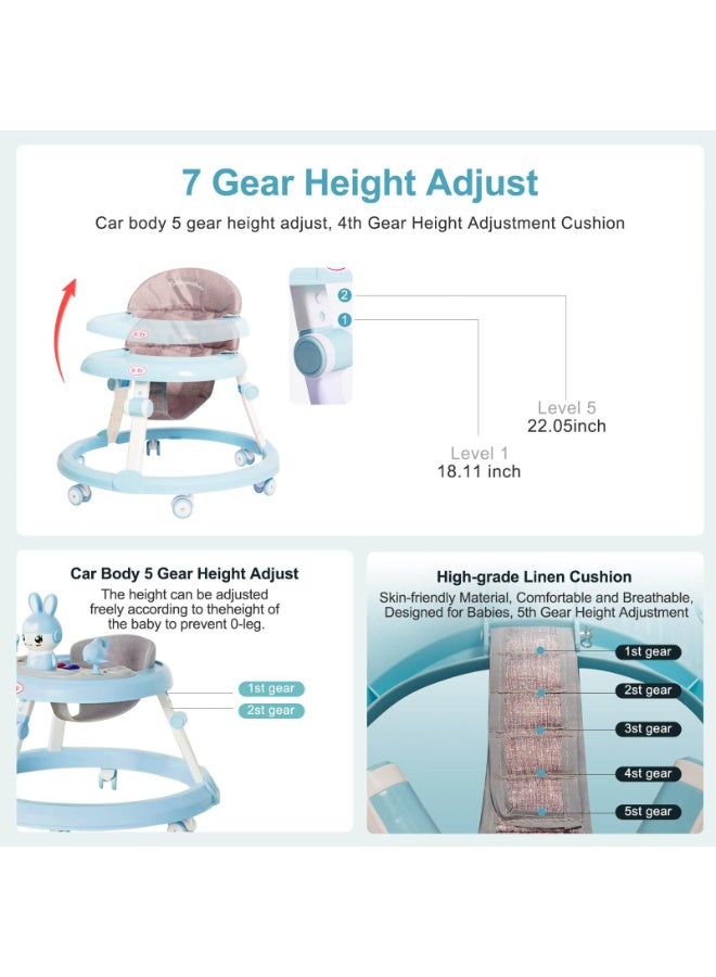 ZERIFAM Baby Walker with Adjustable Height, 4-in-1 Foldable Baby Walkers and Baby Activity Center with Toys Tray, Infant Toddler Baby Walker with Wheels for Baby Boys and Girls 6-24 Months - Image 4