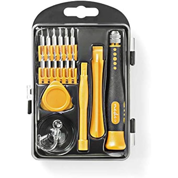 rayihni TOOLKIT 17-IN-1 FOR PC, SMARTPHONE, TABLET & ELECTRONIC DEVICE REPAIR IN STORAGE CASE, YELLOW - Image 1