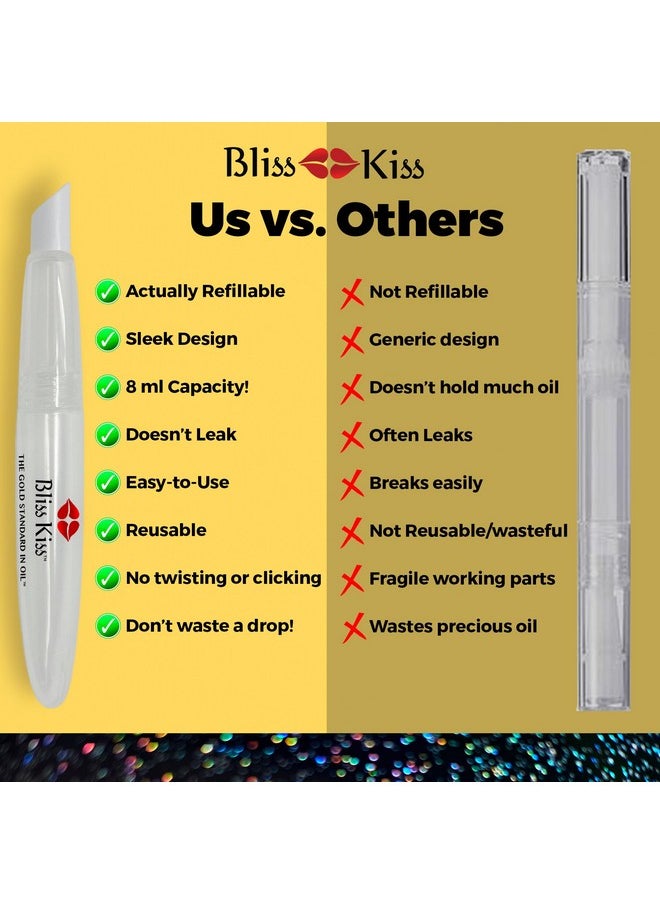 بليس كيس قلم زيت أظافر قابل لإعادة التعبئة من Bliss Kiss - قلم زيت أظافر فارغ سعة 8 مل مع فرشاة تطبيق من عبوة واحدة  - Image 3