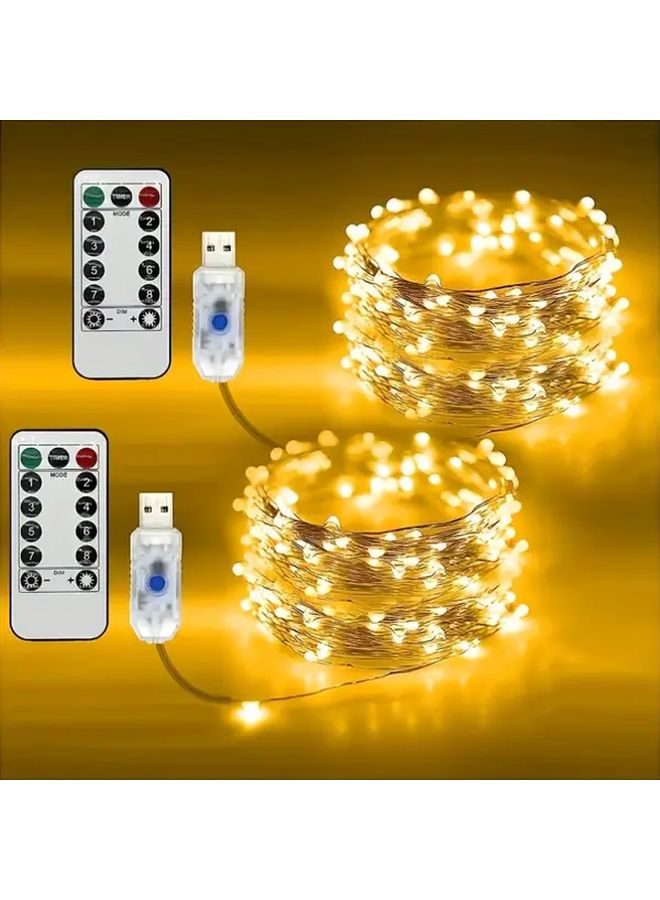 Multi Color Copper Wire USB Fairy String Lights 787.4 Inch 200 LEDs 8 Modes Remote Control Silver Wire for Home Kitchen Bedroom Ceiling Christmas Wedding Decoration - Image 2