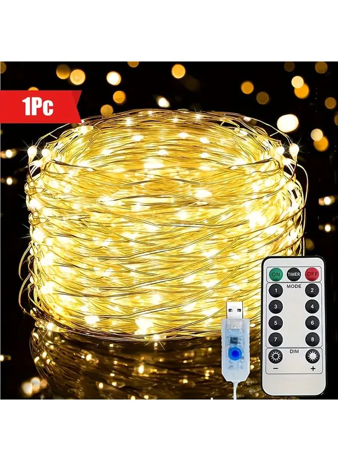 Multi Color Copper Wire USB Fairy String Lights 787.4 Inch 200 LEDs 8 Modes Remote Control Silver Wire for Home Kitchen Bedroom Ceiling Christmas Wedding Decoration - Image 1