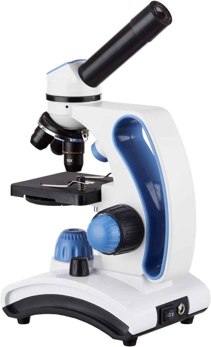 AmScope ميكروسكوب طلابي زجاجي عدسة مزدوجة إطار معدني M162C-2L-PB10 40X-1000X + شرائح - Image 3