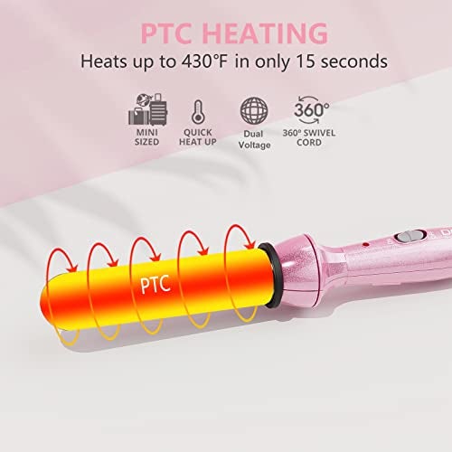 DAN Technology Hair Styling Set, Including Travel Hair Dryer, Mini Flat Iron, and Travel Curling Iron with European Plug, Dual Voltage, Portable Storage Bag, Pink - Image 4