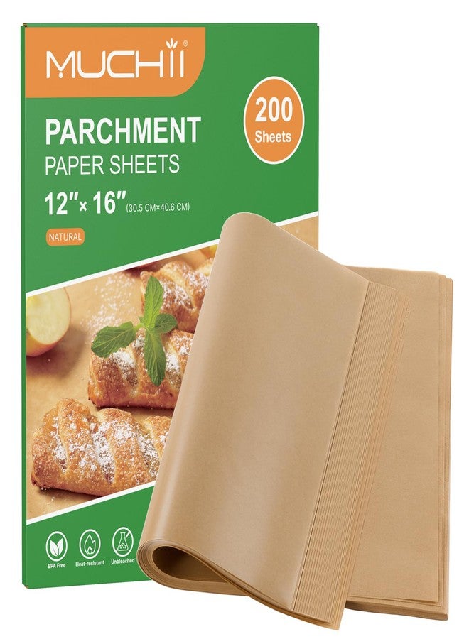 MUCHII 200 Pcs Parchment Paper Sheets, 12 x 16 Inch Precut Non-Stick Baking Parchment for Oven, Grilling, Steaming, Air Fryer, and Half Sheet Pans - Image 1