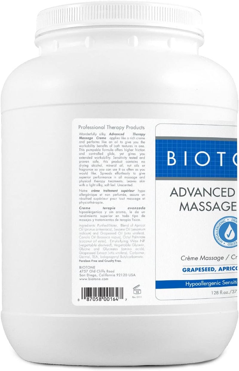 Biotone Advanced Therapy Massage Creme, Hypoallergenic and Fragrance-Free, Ideal Glide and Workability, Less Reapplications, Non-Greasy Finish - Image 2