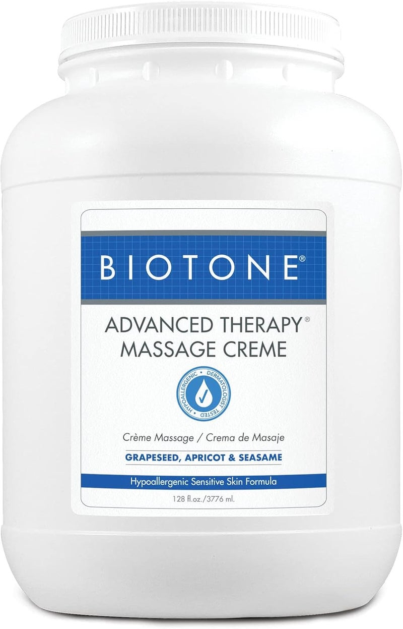 Biotone Advanced Therapy Massage Creme, Hypoallergenic and Fragrance-Free, Ideal Glide and Workability, Less Reapplications, Non-Greasy Finish - Image 1