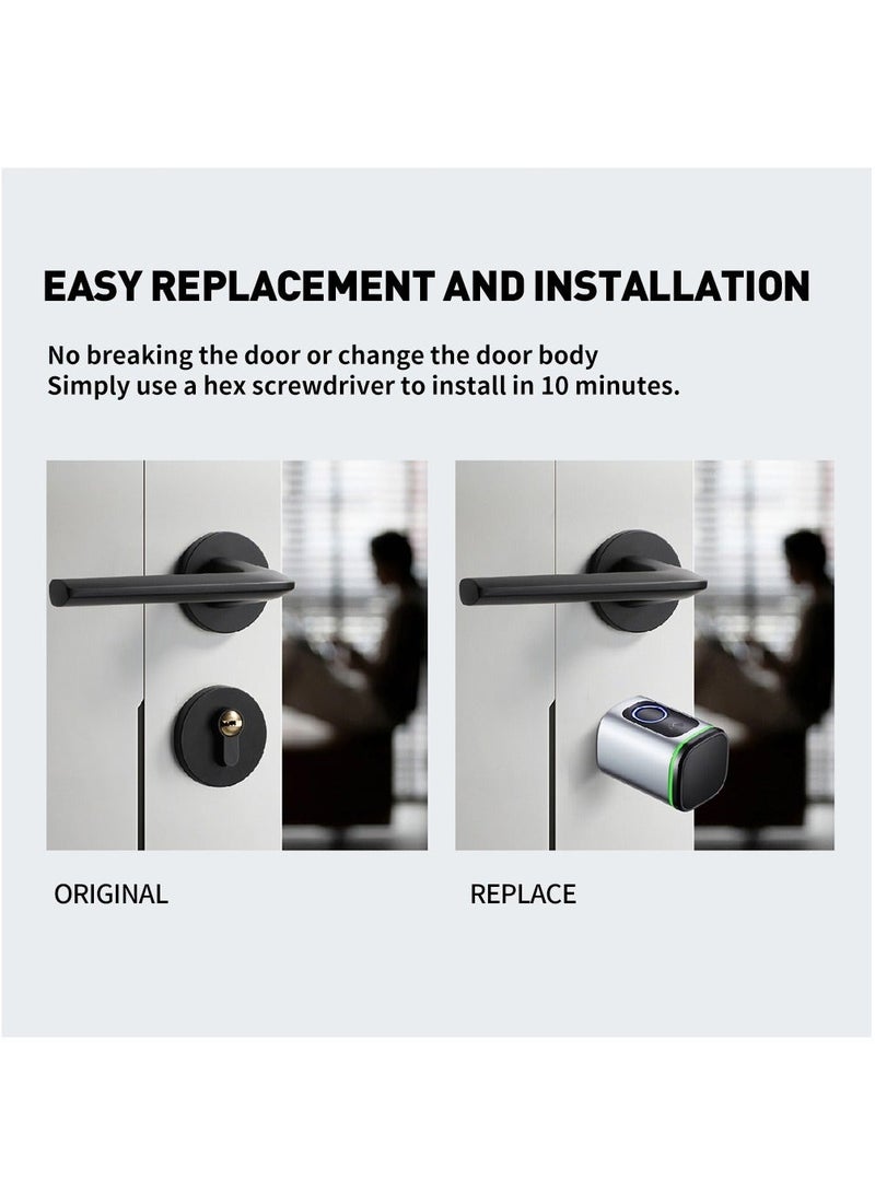 S1 Tuya BLE Smart Electronic Door Lock with DIY Cylinder Core Fingerprint APP Keys IC Card Unlock for Home Hotel (White)  - Image 4