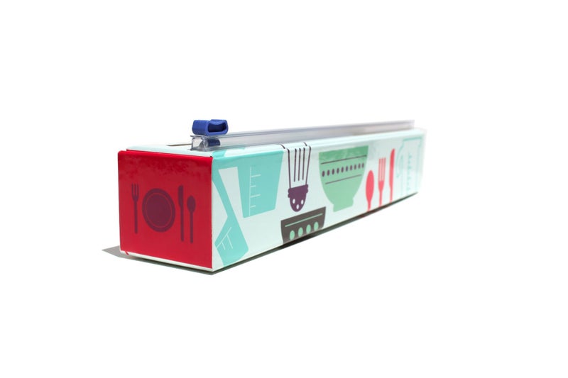 ChicWrap Chicwrap Cook's Tools Refillable Plastic Wrap Dispenser - Includes 12" x 250' Roll Professional Grade Disposable Plastic Wrap - Reusable Dispenser w/Slide Cutter - Ideal Dispenser & Saves Money  - Image 1