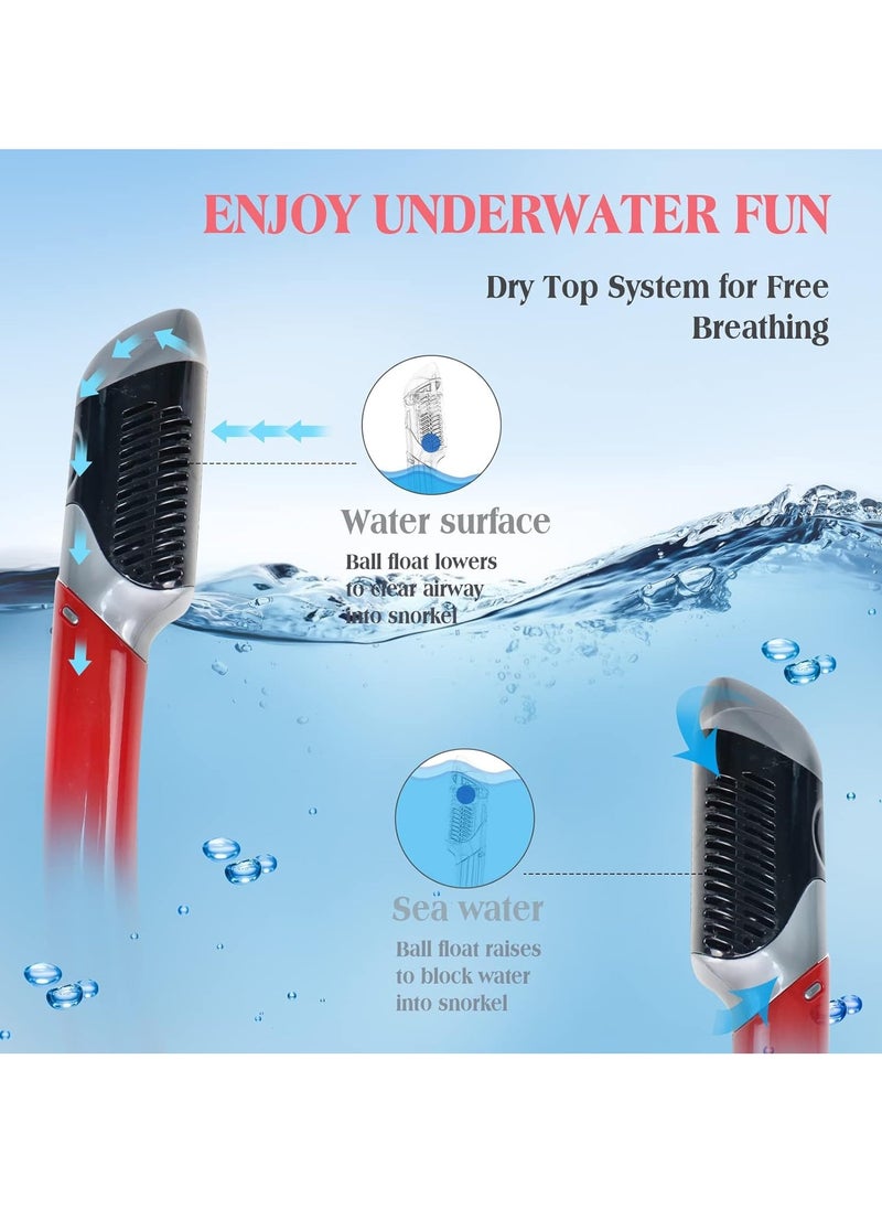 SYOSI Mask Fins Snorkeling Gear for Adults Men Women Panoramic View Diving Mask Anti-Fog Dry Top Snorkel Adjustable Freediving Swimming Fins Flippers Travel Bags for Lap Swimming Snorkeling Swimming  - Image 5