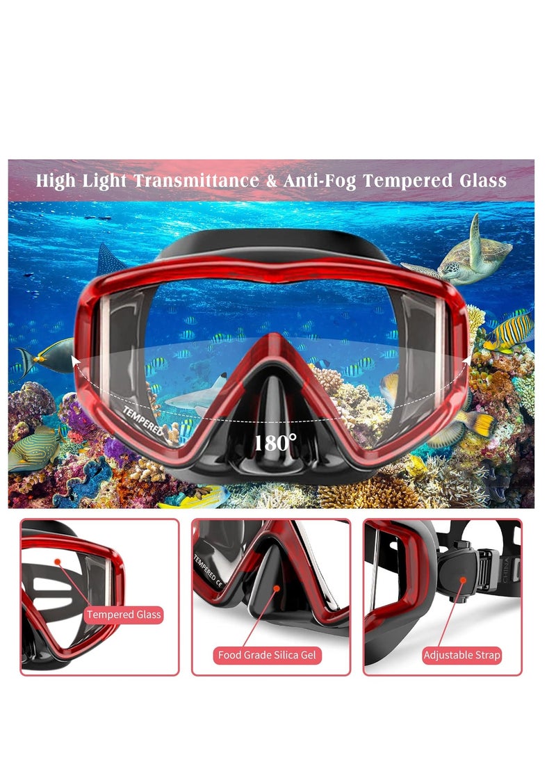 SYOSI Mask Fins Snorkeling Gear for Adults Men Women Panoramic View Diving Mask Anti-Fog Dry Top Snorkel Adjustable Freediving Swimming Fins Flippers Travel Bags for Lap Swimming Snorkeling Swimming  - Image 3