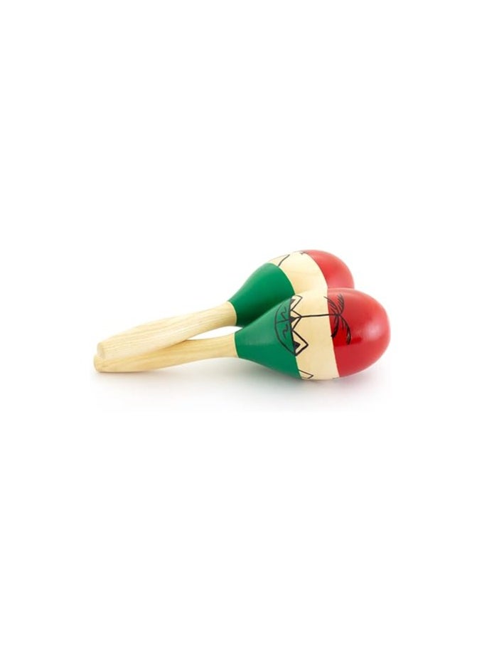 World Rhythm MAR56-NT Natural Hand Painted Wooden Maracas - Full Size Pair  - Image 1