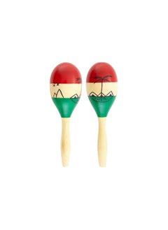 World Rhythm MAR56-NT Natural Hand Painted Wooden Maracas - Full Size Pair  - Image 2