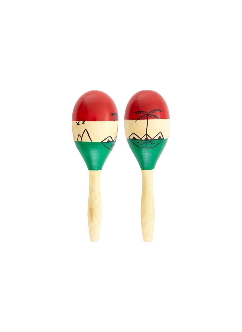 World Rhythm MAR56-NT Natural Hand Painted Wooden Maracas - Full Size Pair  - Image 2