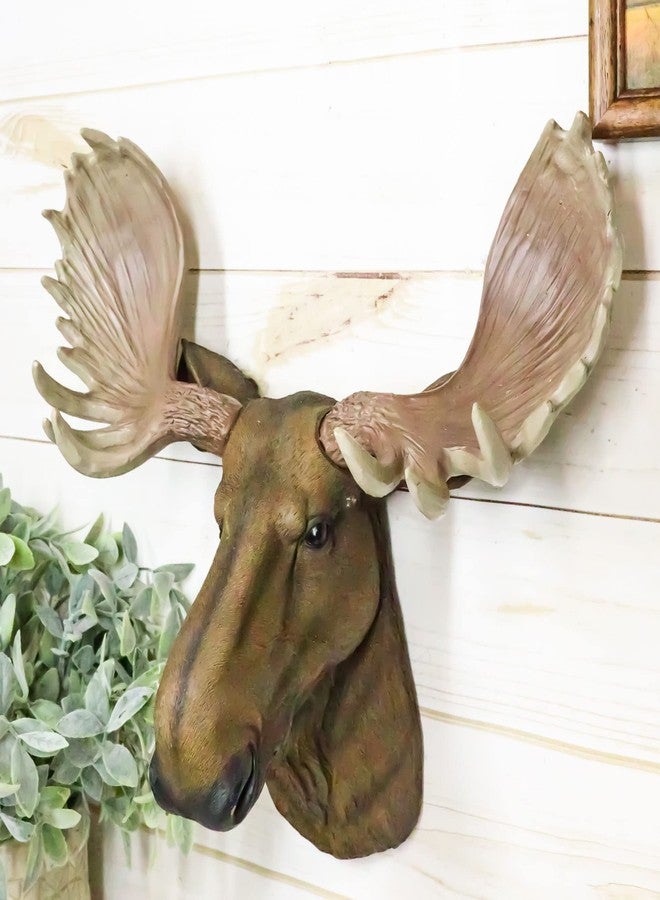 Ebros Gift Wildlife Taxidermy North American Granddaddy Bull Moose With Antlers Trophy Head Wall Decor 15.25" Wide Wall Mount Plaque Sculpture Figurine Antler Decor Rustic Western Hanging Accent - Image 2