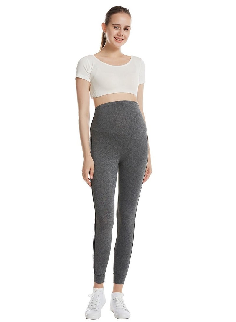 Loquat Maternity Sweatpants Pregnant Woman Sports Close-Fitting Leggings Dark Grey  - Image 1