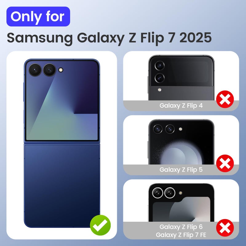 VEGO for Galaxy Z Flip 7 Case [Built-in Screen Protector][Anti-Scratch] [Hinge Protection] Military Drop Protection Ring Kickstand Phone Case for Samsung Galaxy Z Flip 7 5G 2025(Not for Flip 7FE)-Blue - Image 2
