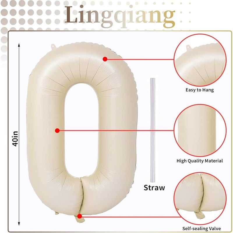 Beige Number 30 Birthday Balloons - Image 2