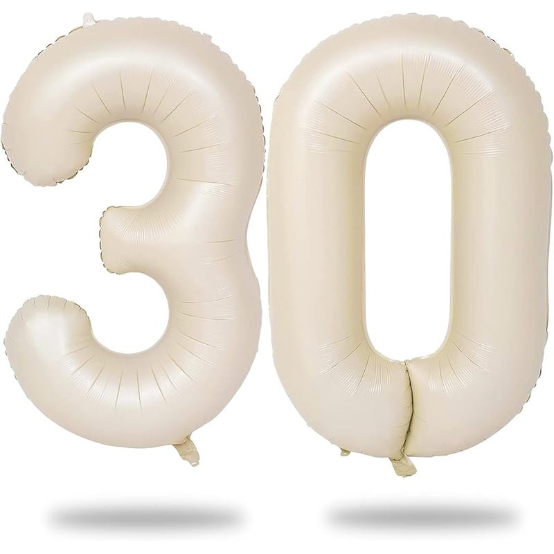 Beige Number 30 Birthday Balloons - Image 1