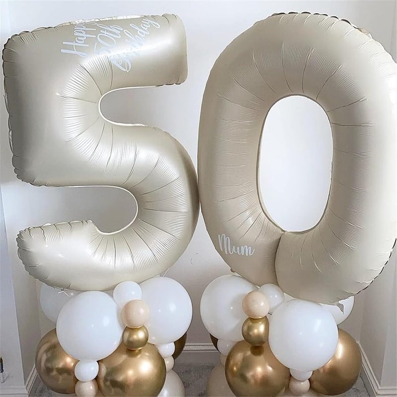 Beige Number 30 Birthday Balloons - Image 5