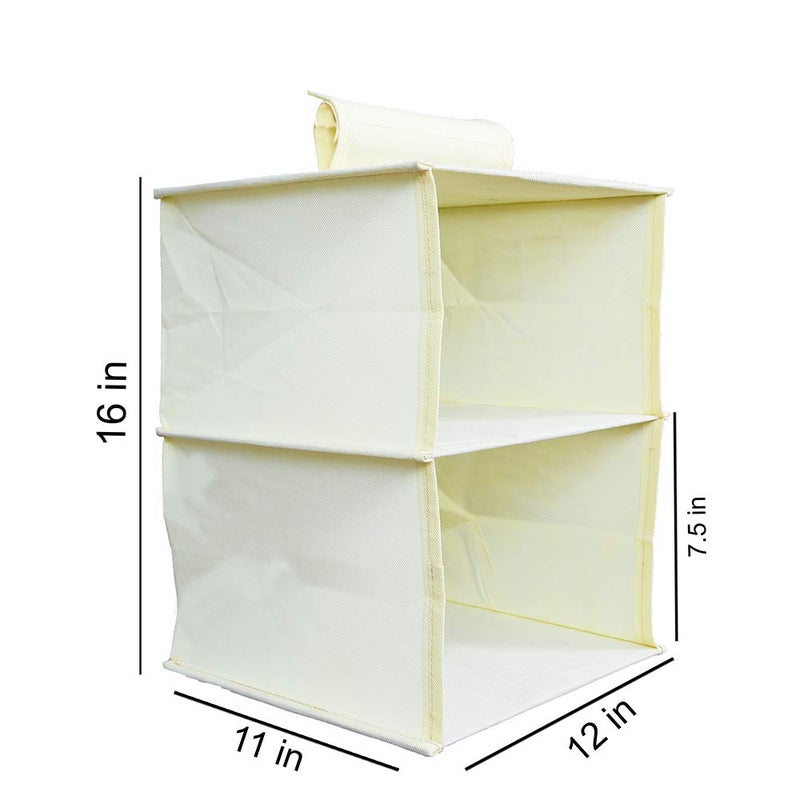 MBW Hanging Organizer for Wardrobe Cloth Organizer for Wardrobe Hanging Organizer Clothes Organizer Pack of 2 with 2 Shelves Cream - Image 3
