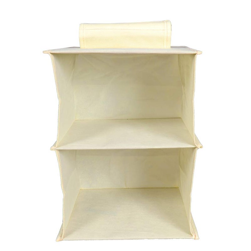 MBW Hanging Organizer for Wardrobe Cloth Organizer for Wardrobe Hanging Organizer Clothes Organizer Pack of 2 with 2 Shelves Cream - Image 5