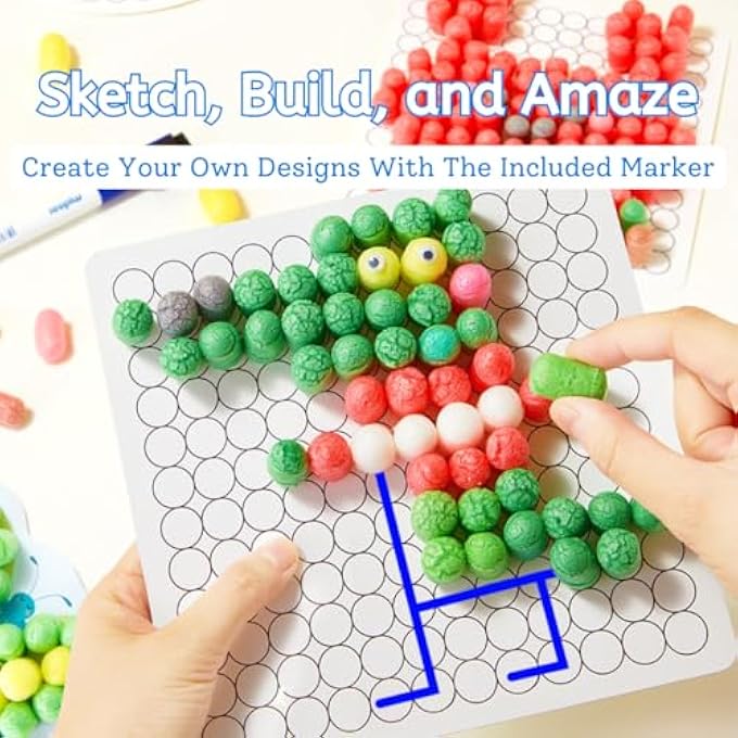 MIDEER MAIZE MOSAIC BLOCKS  ALL-NATURAL CORN STARCH BLOCKS, NO GLUE NEEDED, 12 COLORS, CREATIVE GUIDE CARDS, WHITEBOARD & PEN, FUN LEARNING FOR NUMBERS, ALPHABETS & SHAPES (300 PIECES) - Image 3